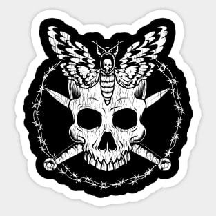 Gothic skull with death's head hawk moth Sticker